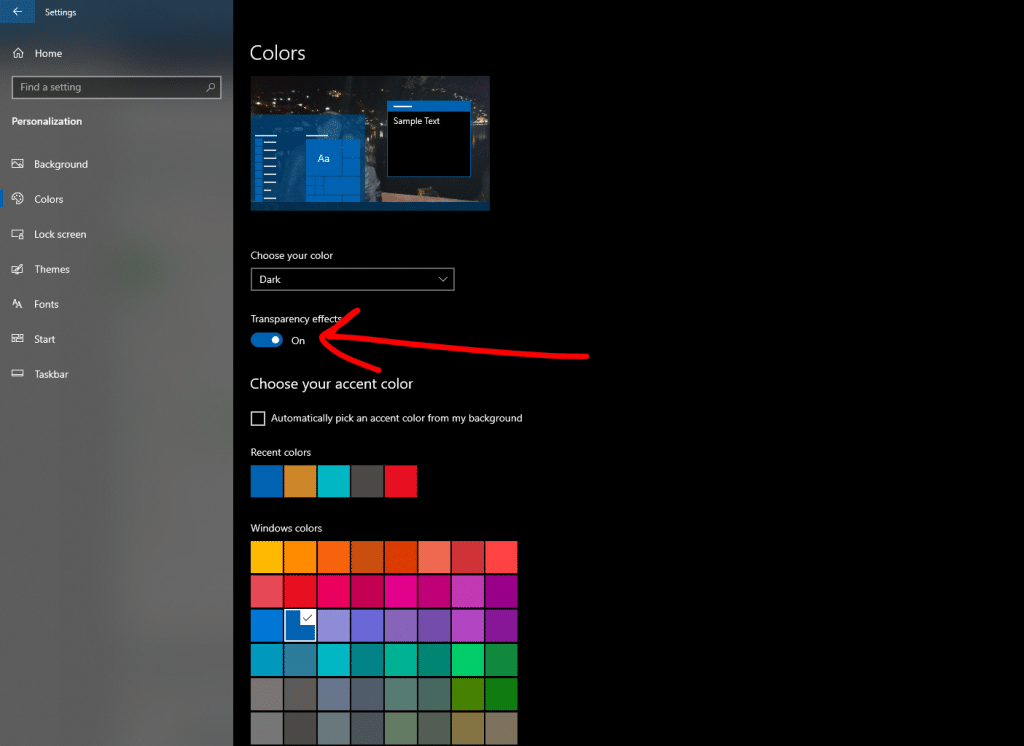 Speed Up Windows 10: Disable Transparency Effect