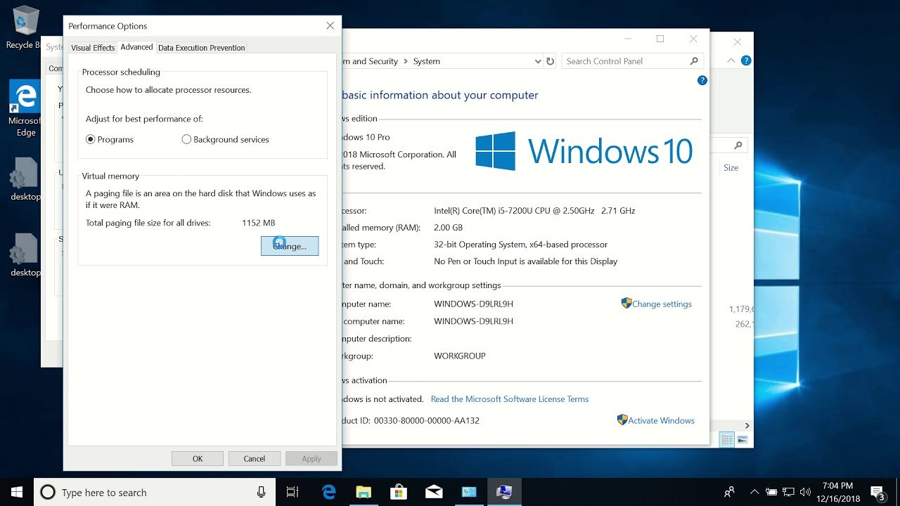 Pagefile in Windows 10