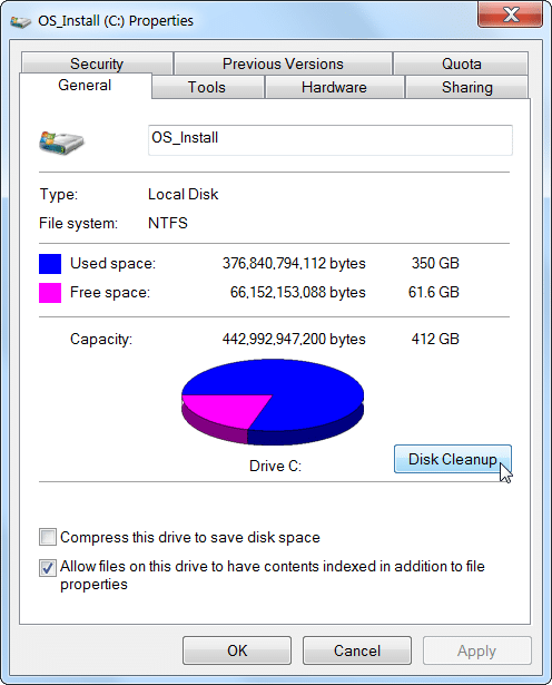 free up disk space and clean C drive