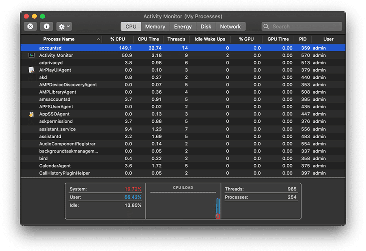 High CPU Usage on macOS Catalina; how to fix it?