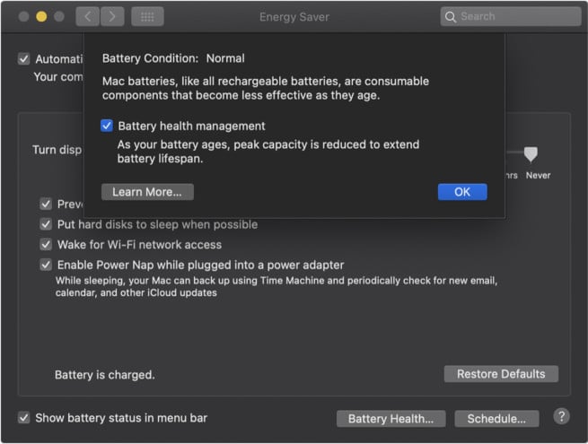 How to manage battery status on macOS Catalina