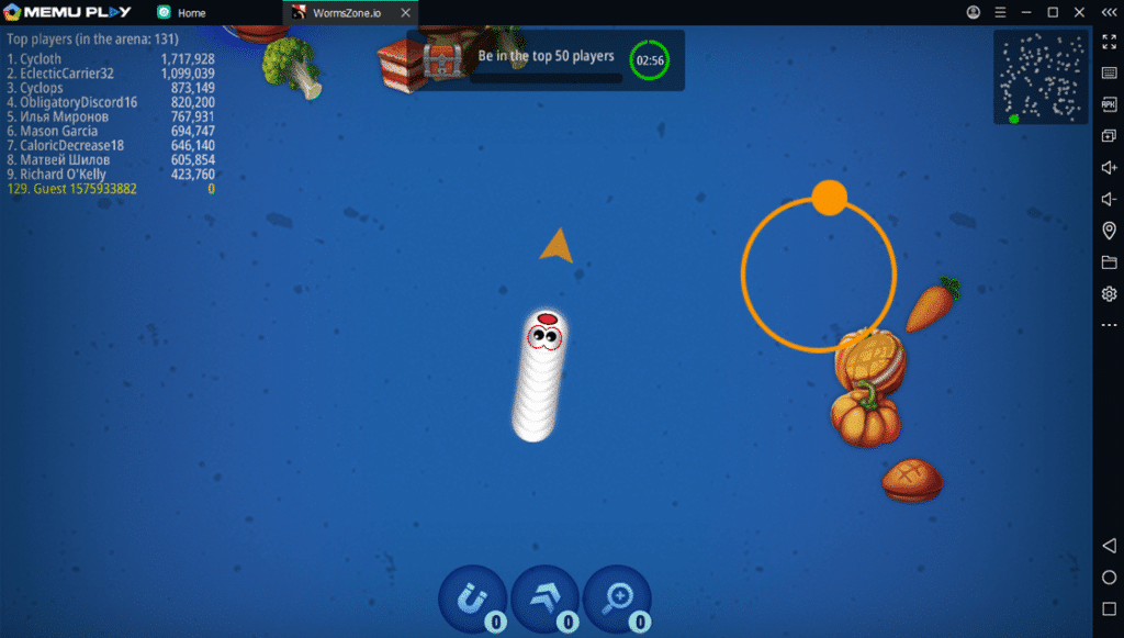 How to play Worms Zone on PC using Memu Player