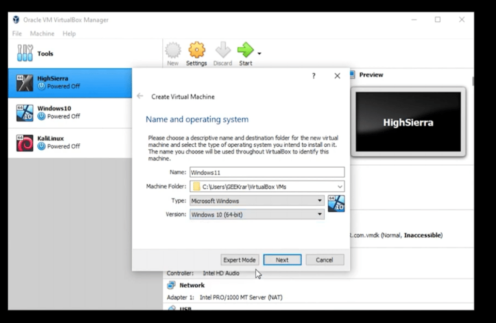 install Windows 11 on Virtualbox