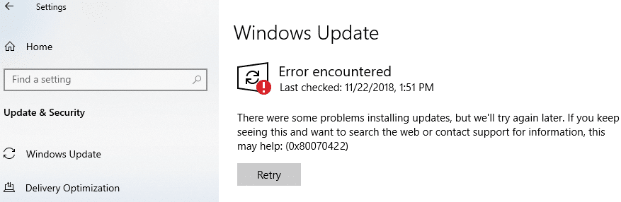 How to Fix 0x80070422 Error in Windows 10 Update
