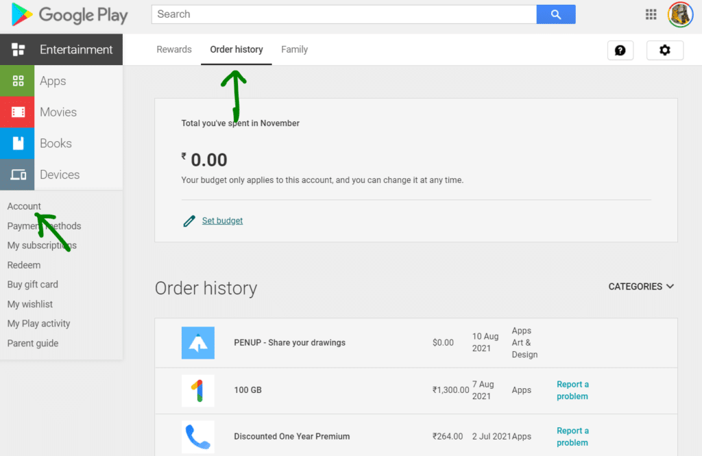 How to Request Refund on the Google Play Store: Order History