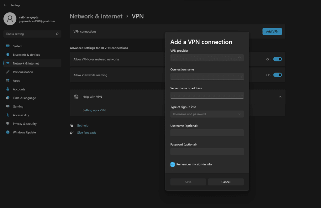 How to Set up a VPN in Windows 11