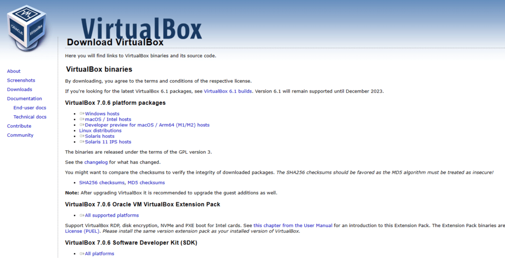 Download Virtualbox
