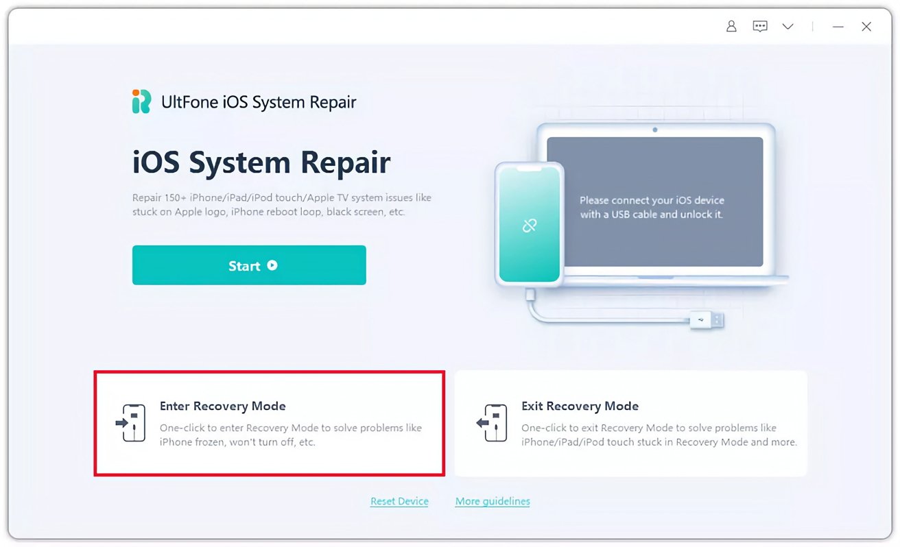 Click this button in UltFone to put your iPad into recovery mode. 