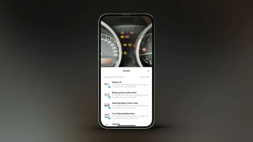 iOS 17 Enhances Visual Lookup: Identifying Car Dashboard Symbols