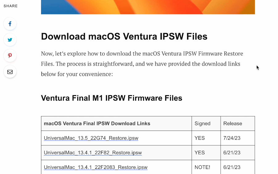 Download macOS Ventura IPSW File